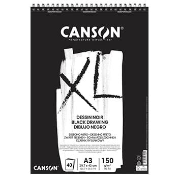 Bloco Espiralado Canson XL Dessin Noir A3 160g 40Fls