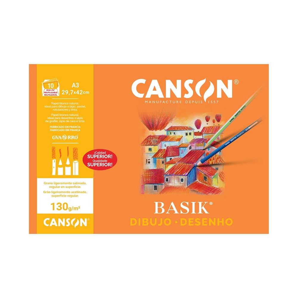 Papel Desenho A3 130gr Canson Basik Minipack 10Fls