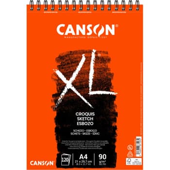 Bloco Espiralado Canson XL Croquis A4 90g 120Fls