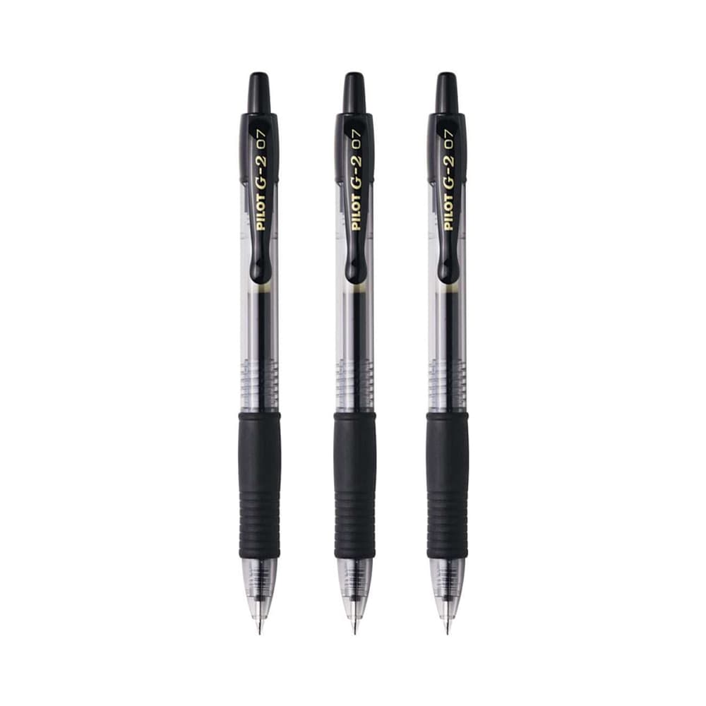 Esferográfica Gel Pilot G-2 Retrátil Preto 0,7mm 3un