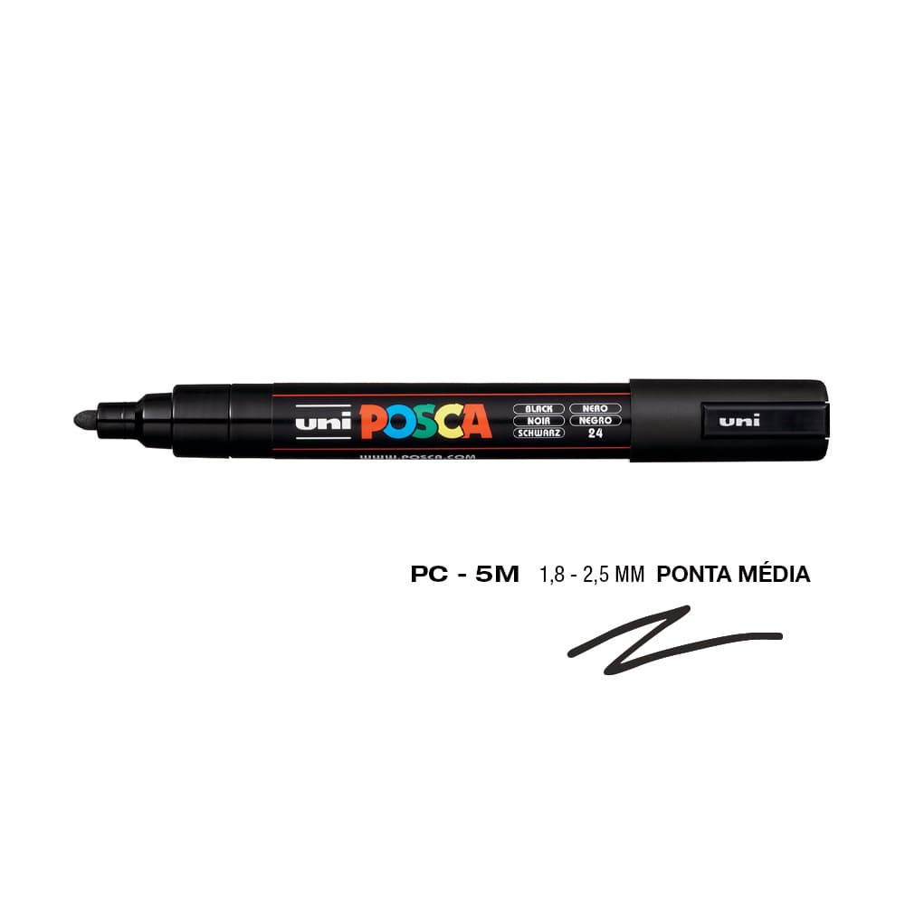 Marcador Uniball Posca PC-5M 1,8mm Preto (24) 1un
