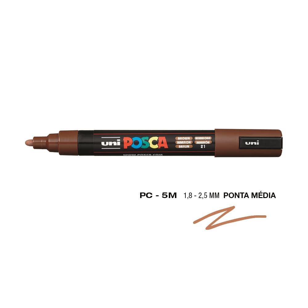 Marcador Uniball Posca PC-5M 1,8mm Castanho (21) 1un
