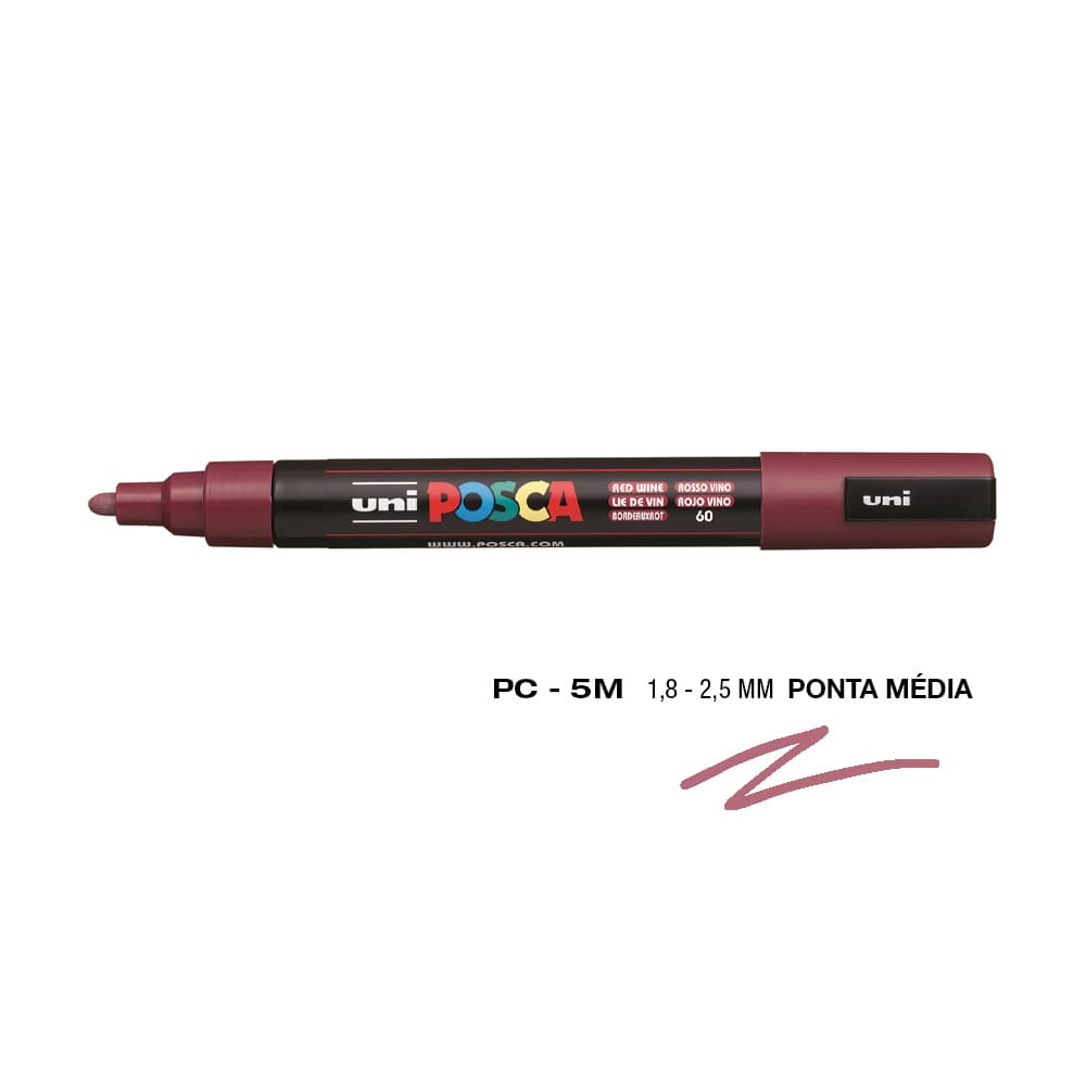 Marcador Uniball Posca PC-5M 1,8mm Vinho Tinto (60) 1un