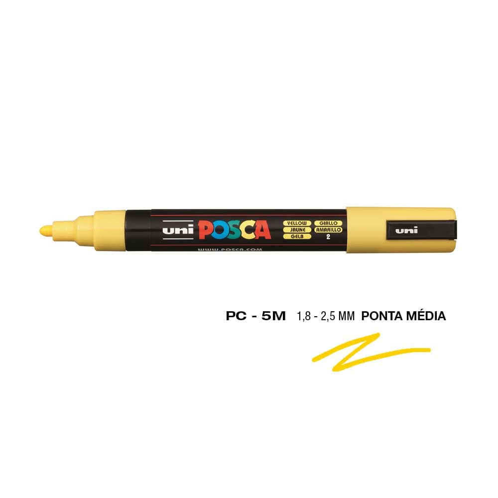 Marcador Uniball Posca PC-5M 1,8mm Amarelo (2) 1un