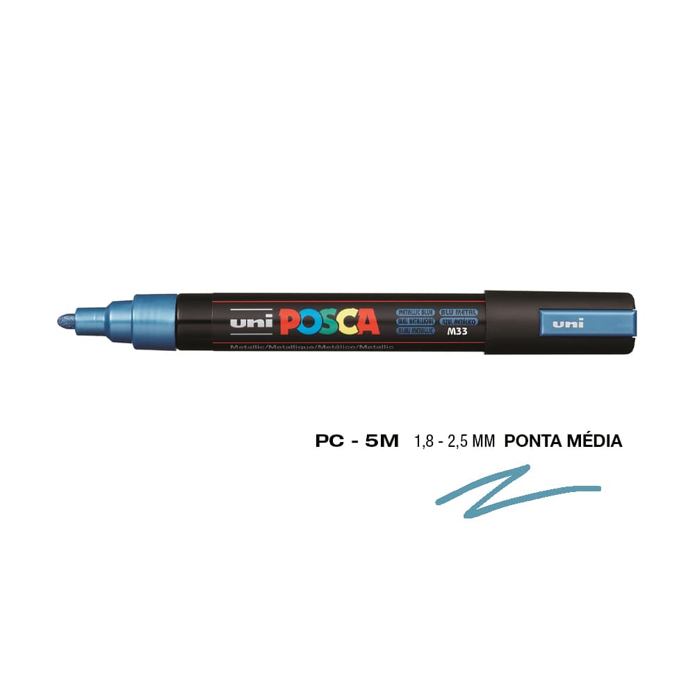 Marcador Uniball Posca PC-5M 1,8mm Azul Metálico (M33) 1un