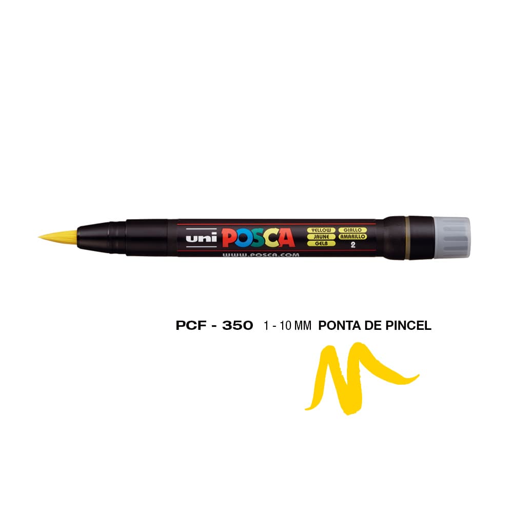 Marcador Uniball Posca PCF-350 1-10mm Amarelo (2) 1un