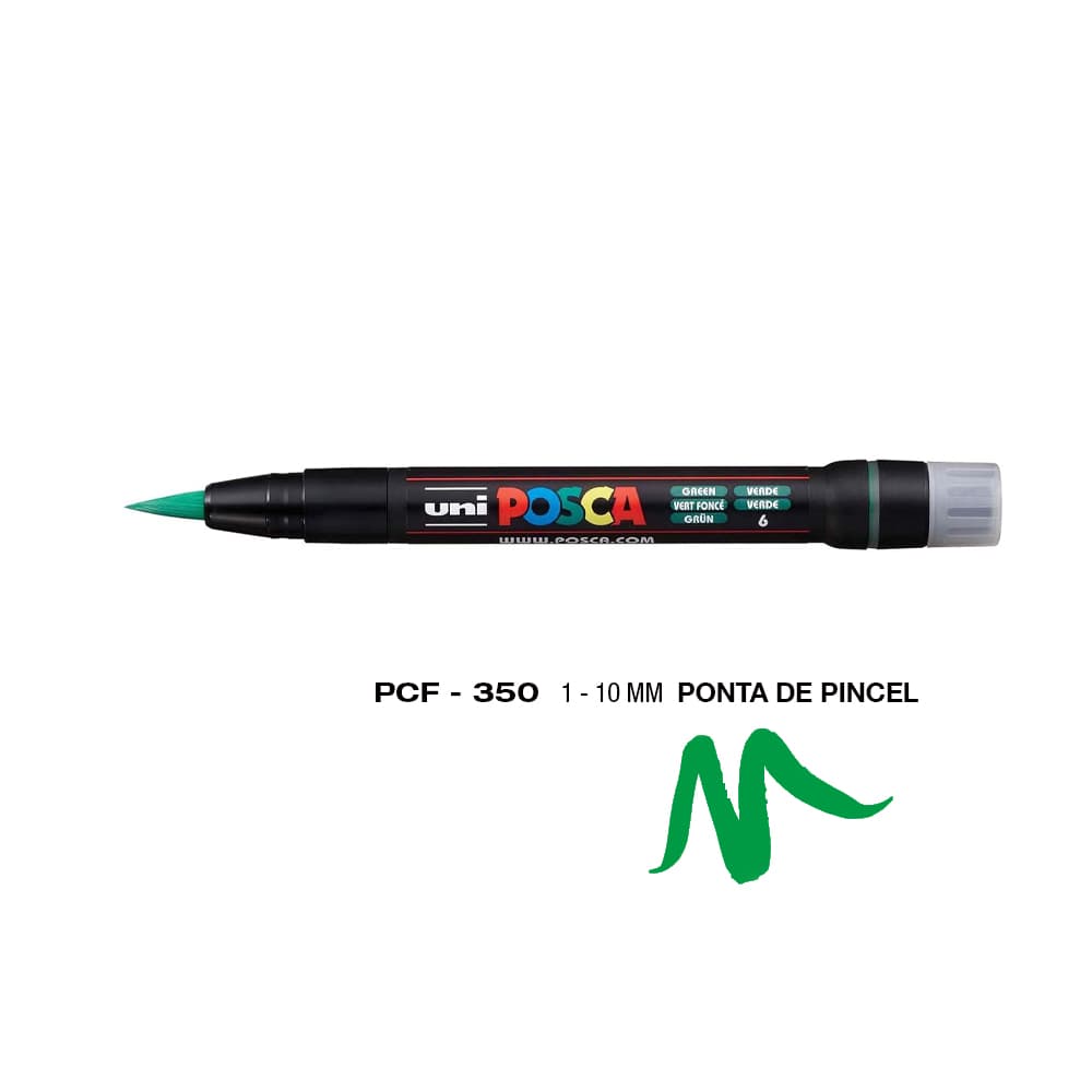 Marcador Uniball Posca PCF-350 1-10mm Verde (6) 1un