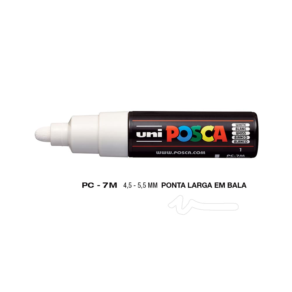 Marcador Uniball Posca PC-7M 4,5mm Branco (1) 1un