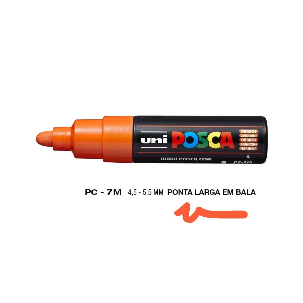 Marcador Uniball Posca PC-7M 4,5mm Laranja (4) 1un