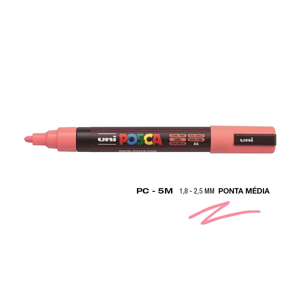 Marcador Uniball Posca PC-5M 1,8mm Rosa Coral (66) 1un