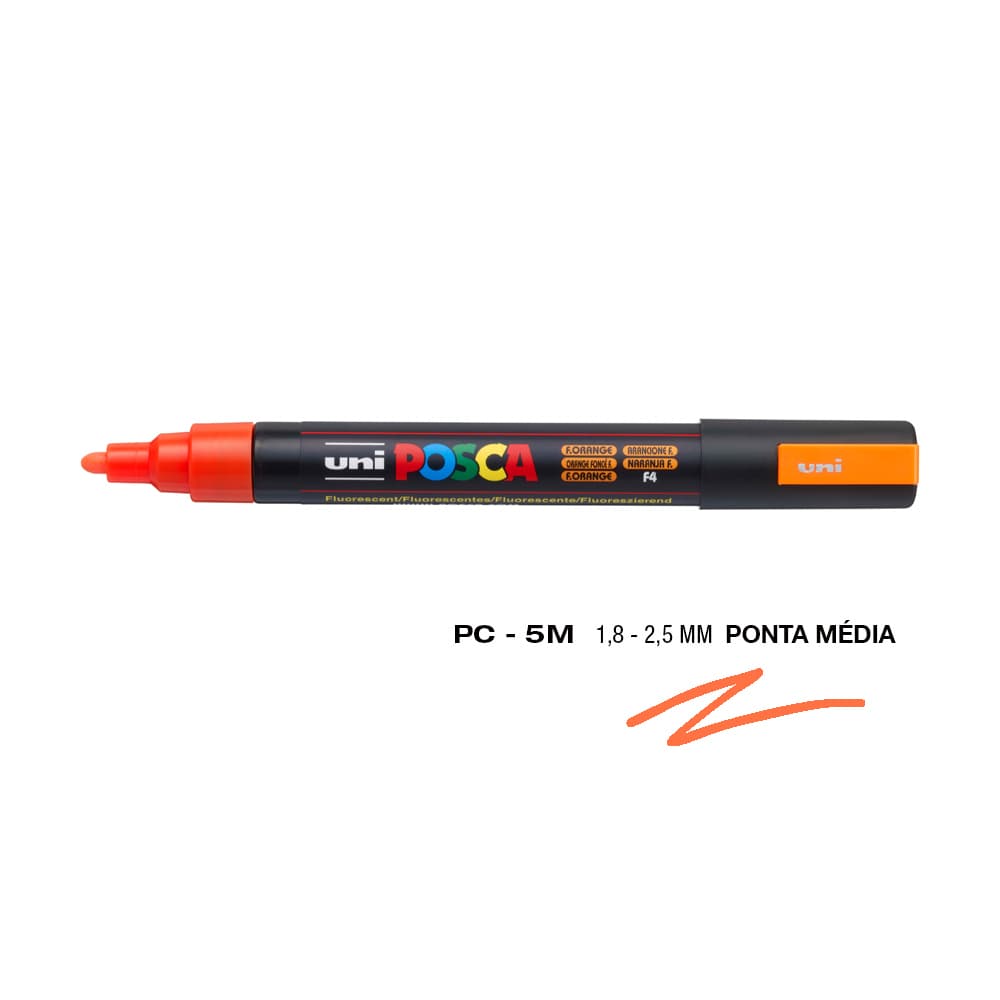 Marcador Uniball Posca PC-5M 1,8mm Laranja Fluor (F4) 1un