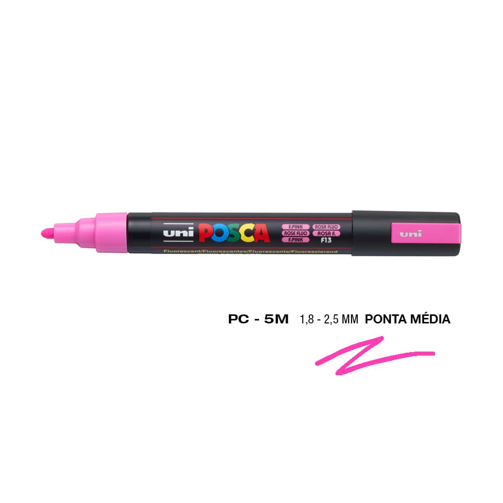 Marcador Uniball Posca PC-5M 1,8mm Rosa Fluor (F13) 1un