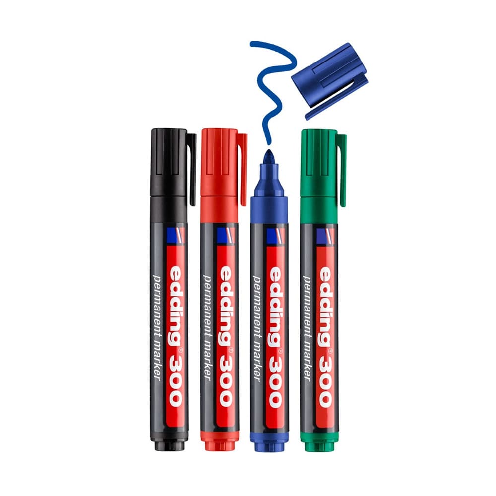 Marcador Médio Edding 300 1,5-3mm 4 Cores 4un