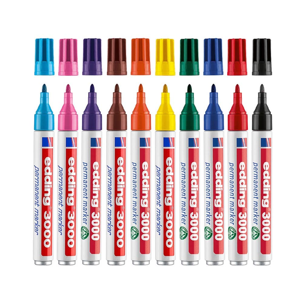 Marcador Permanente Grosso Edding 3000 10 Cores 1,5-3mm 10un