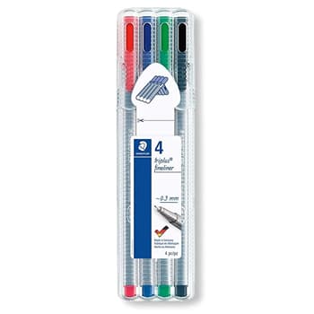 Marcador Fino Staedtler Triplus 334 0,3mm 4 Cores 4un