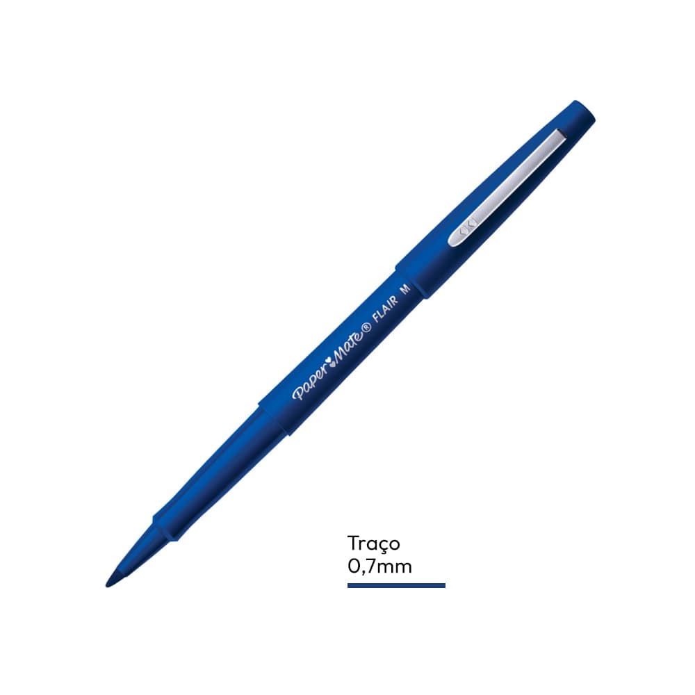 Marcador Médio Paper Mate Flair 0,7mm Azul 1un