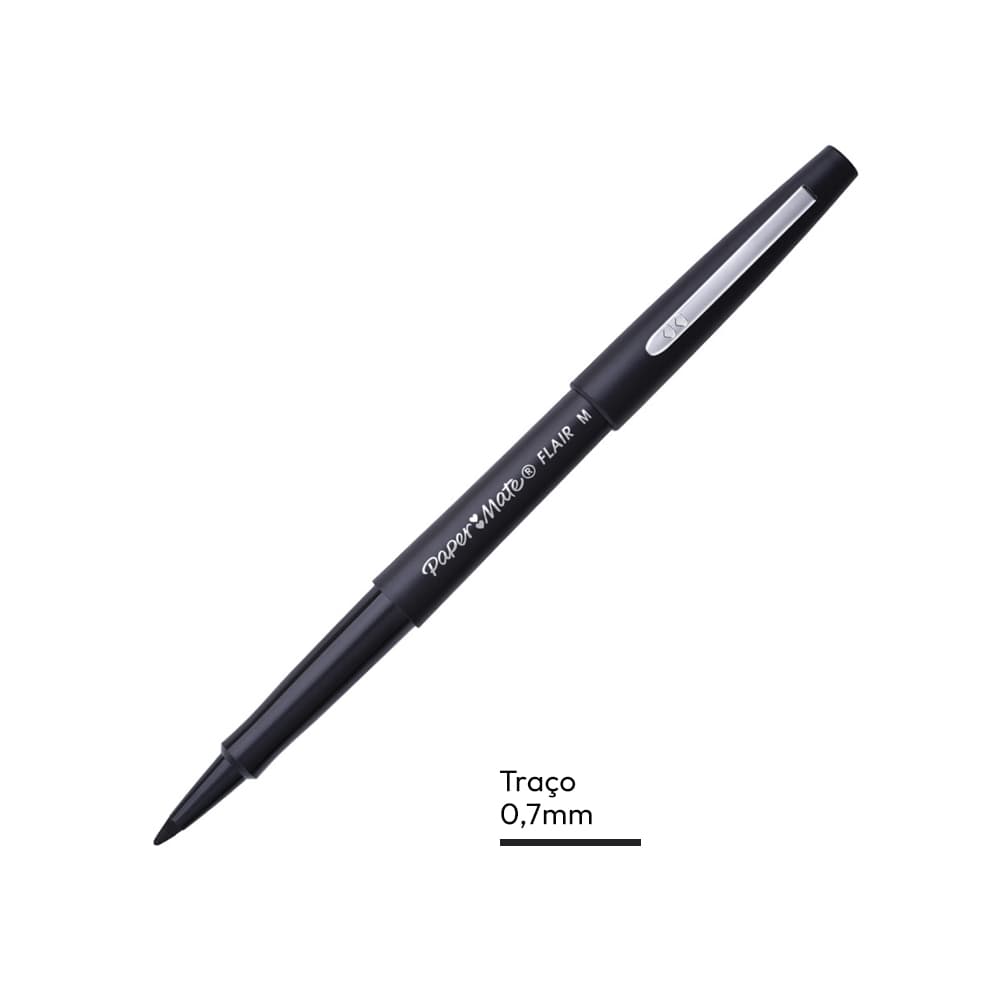 Marcador Médio Paper Mate Flair 0,7mm Preto 1un