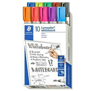 Marcador Quadros Brancos Lumocolor 351 B10 2mm 10 Cores 10un