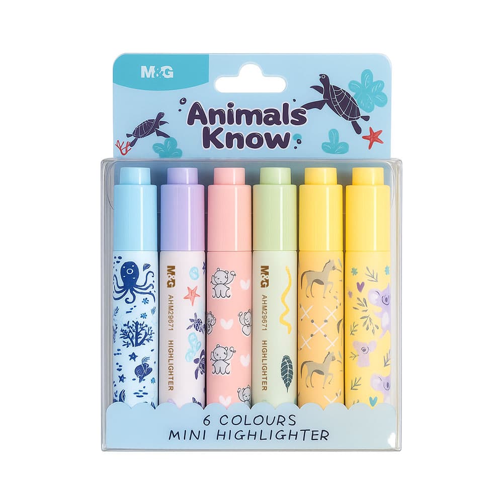 Marcador Fluorescente Animals Know 6 Cores 6un