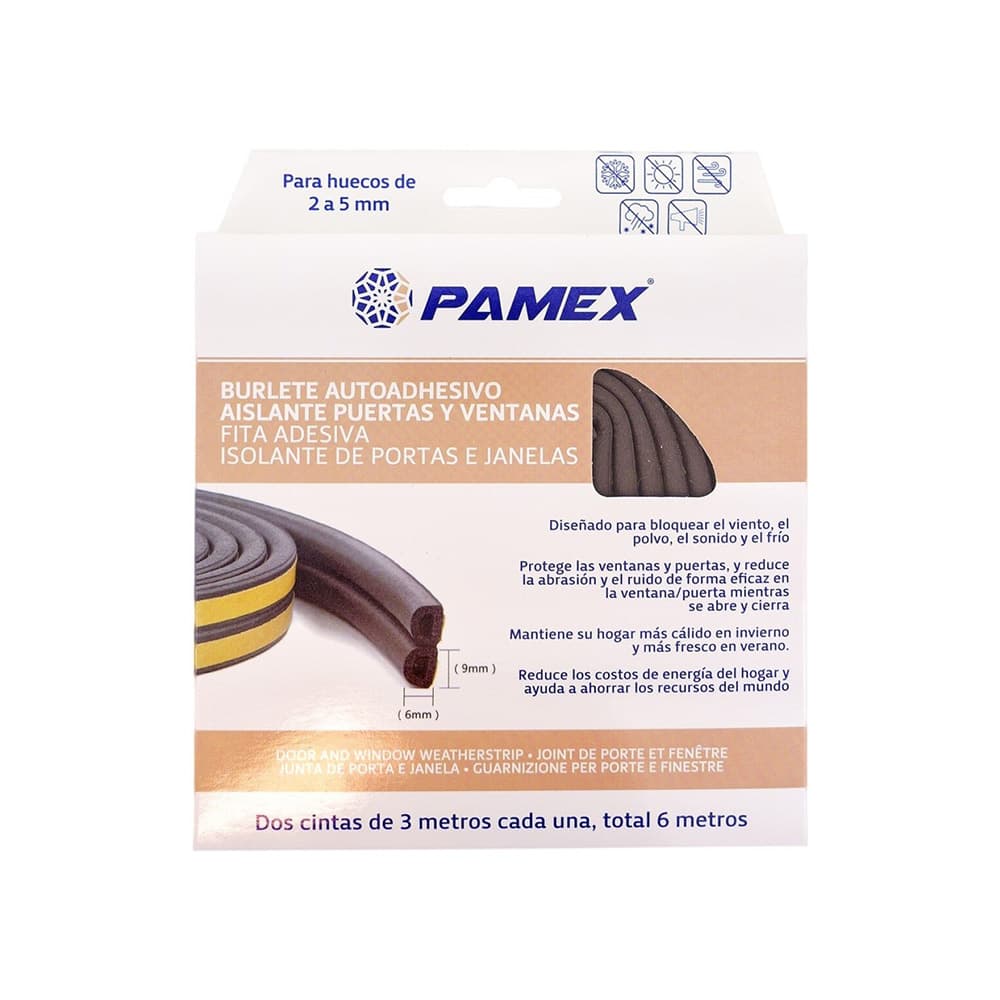Fita Adesiva Veda Portas e Janelas 6mmx3m Pamex Blister 2un