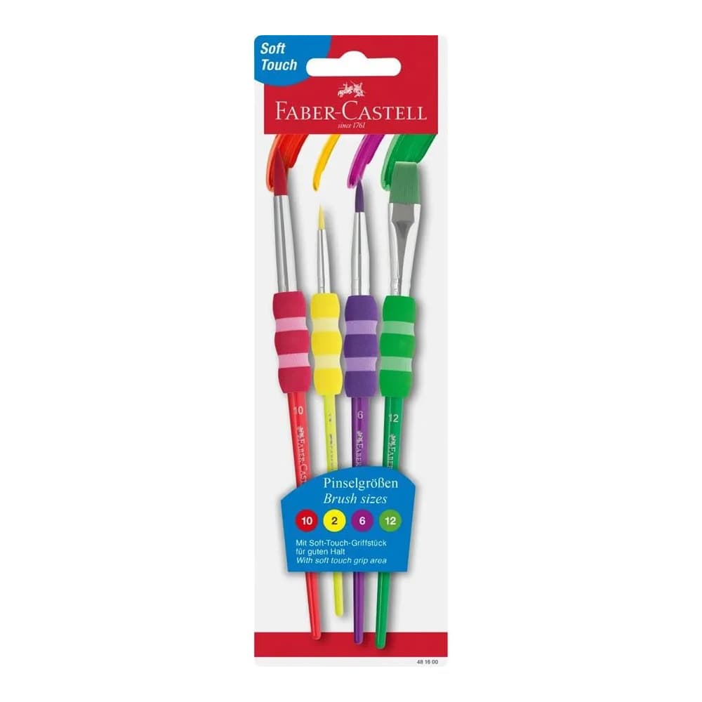 Pincel Guache Aguarela 2 Pontas Nº2/6/10/12 Soft Touch 4un