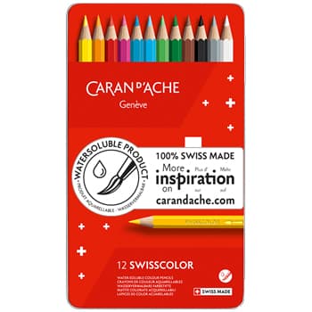 Lápis Cor Aguarelável 12un Cx Metal Caran DAche Swisscolor