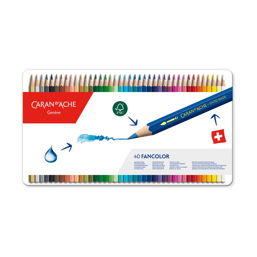 Lápis Cor Aguarelável 40un Cx Metal Caran DAche Fancolor
