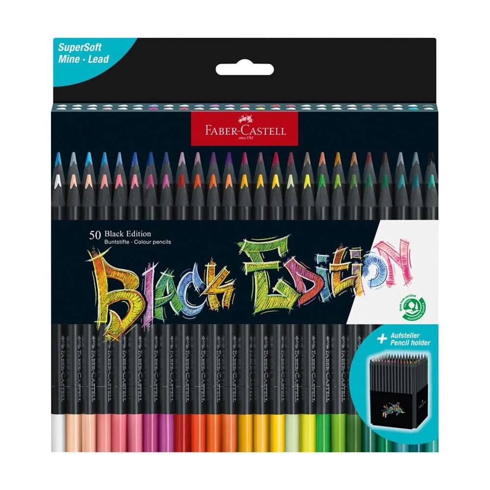 Lápis Cor 50un Cx Cartão Faber-Castell Black Edition 18cm