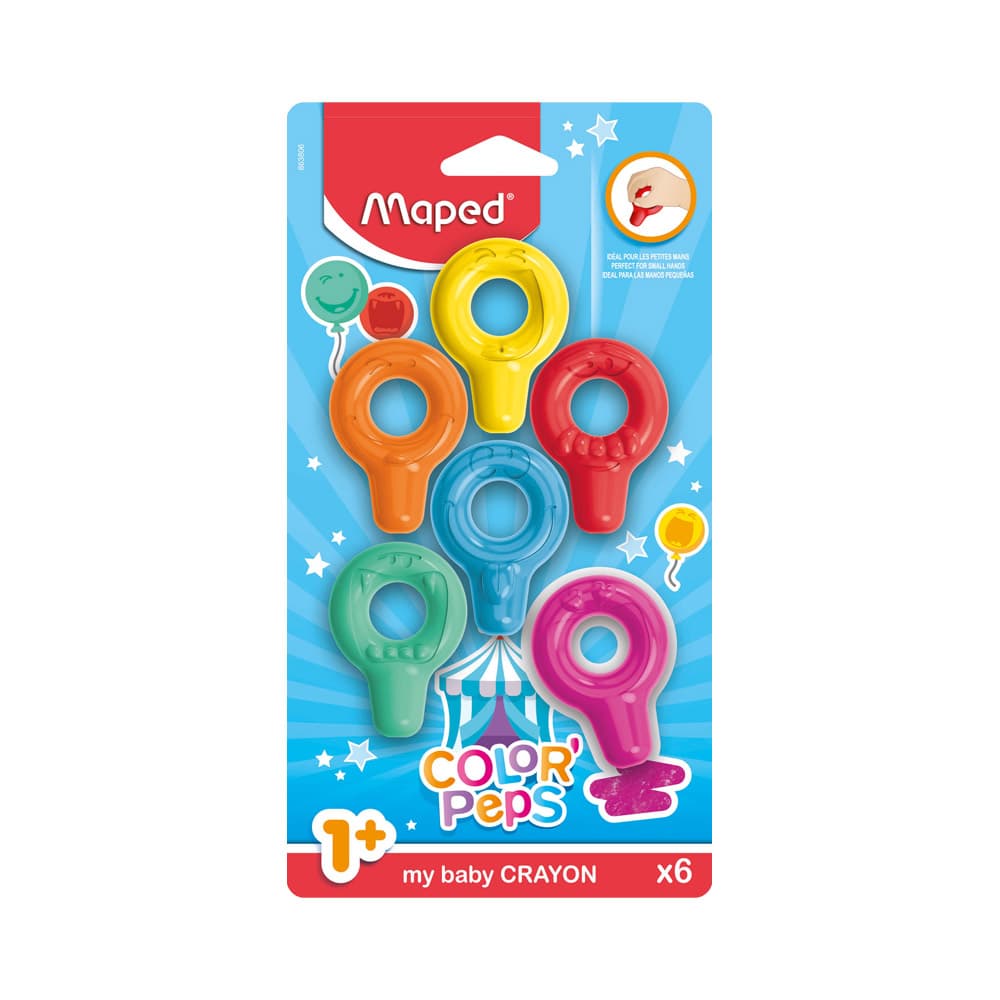 Lápis de Cera 06 Cores Maped Early Age My First (+1Ano)