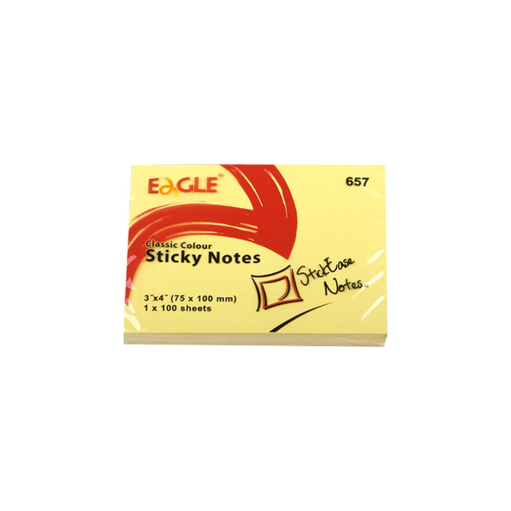 Bloco Notas Aderentes 075x100mm Eagle Amarelo 100 Folhas