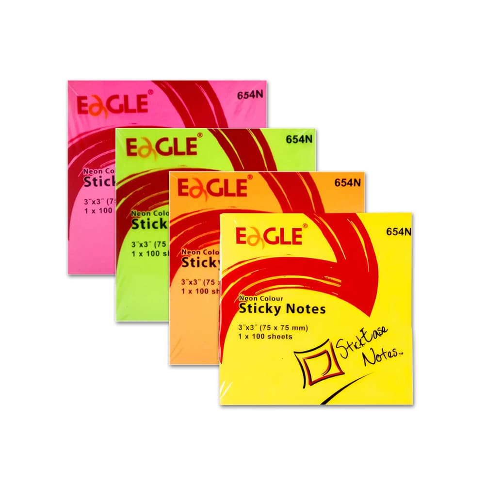 Bloco Notas Aderentes 075x075mm Eagle Neon Sortido 100 Fls