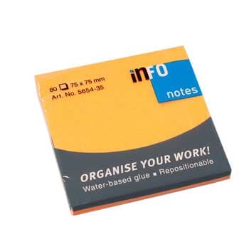 Bloco Notas Aderentes 075x075mm Laranja 80 Folhas