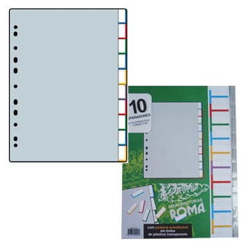 Separadores A4 Plástico c/Pestana 10un Cinzento Roma162