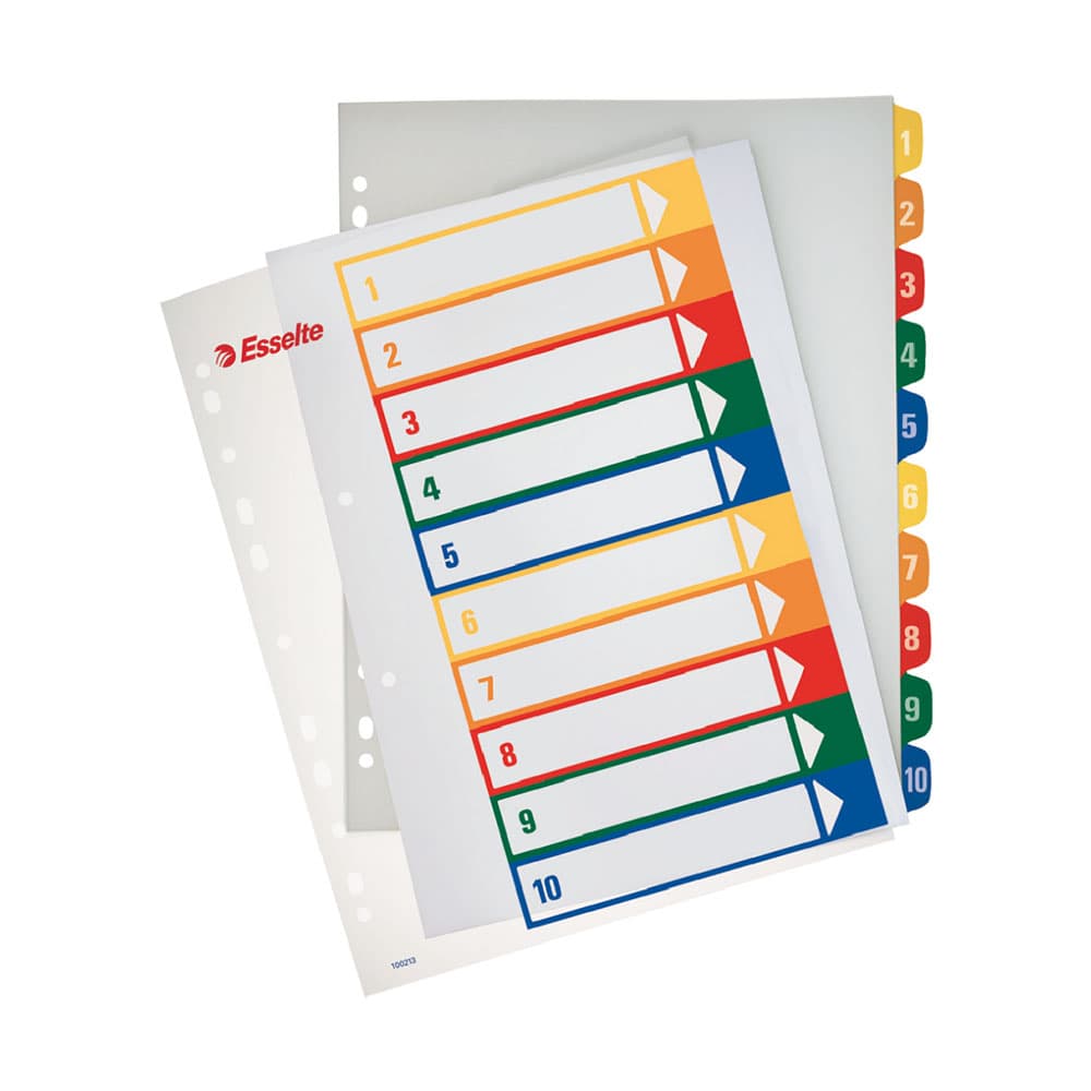 Separadores A4 Extra Largo Plástico Imprimível (1 a 10)