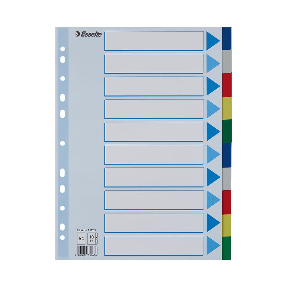 Separadores A4 Polipropileno Cores Sortidas 10 Pestanas