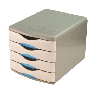 Móvel Secretária 3 Gavetas Cinza/Azul