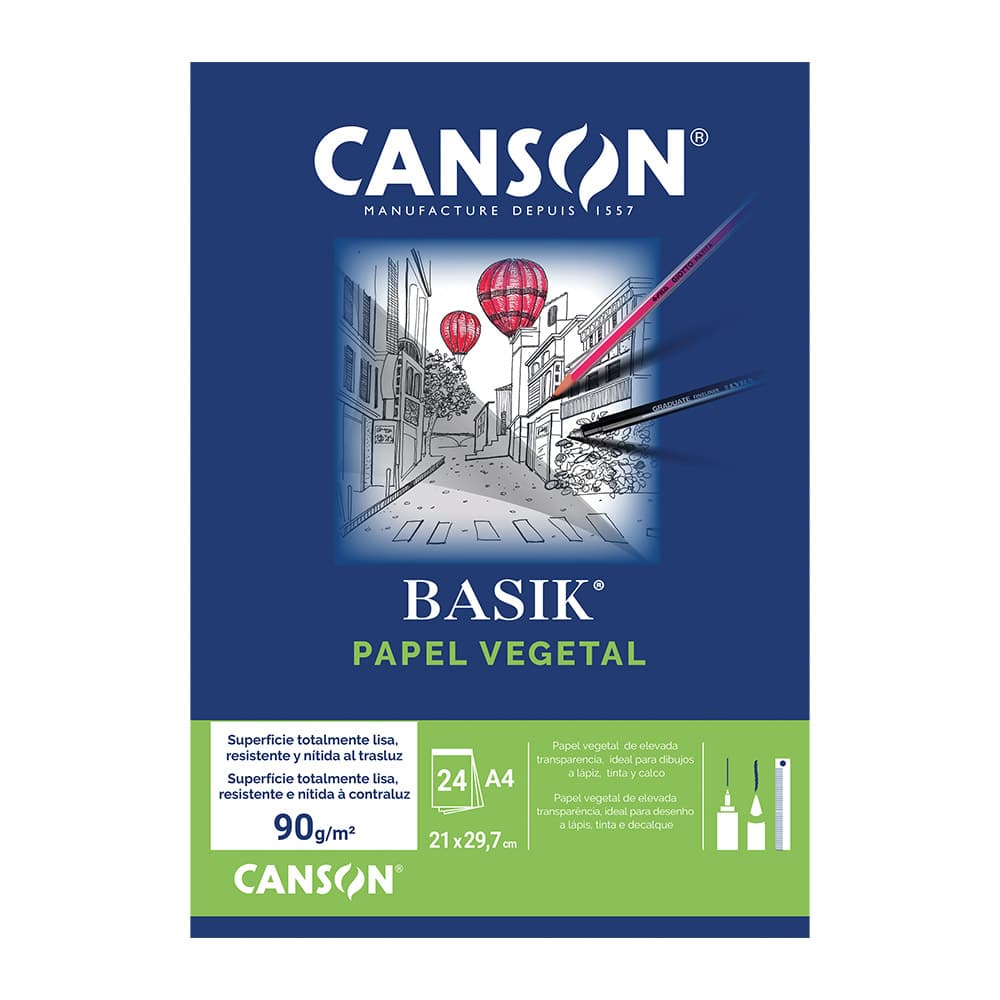 Papel Vegetal A4 90g Canson Bloco 24Fls