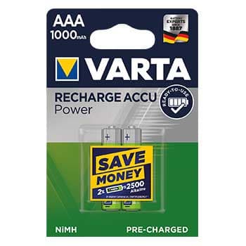 Pilhas Recarregáveis AAA 1.2V 1000mAh Varta 2Un