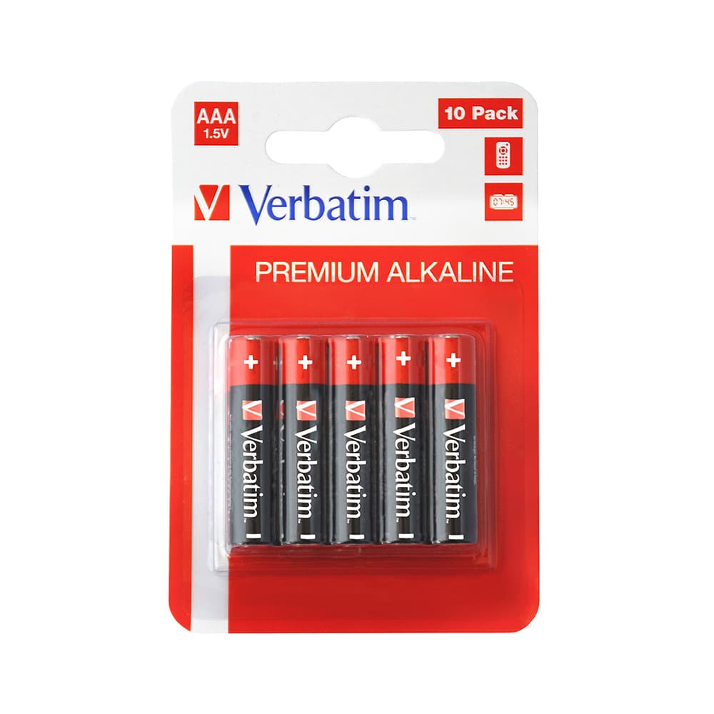 Pilhas AAA LR03 Alcalinas 1.5V 1300mAh Verbatim 49874 10un