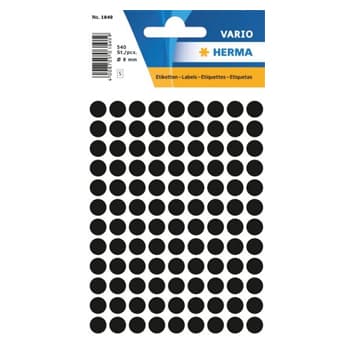 Etiquetas Redondas 08mm Preto Herma1849 540un