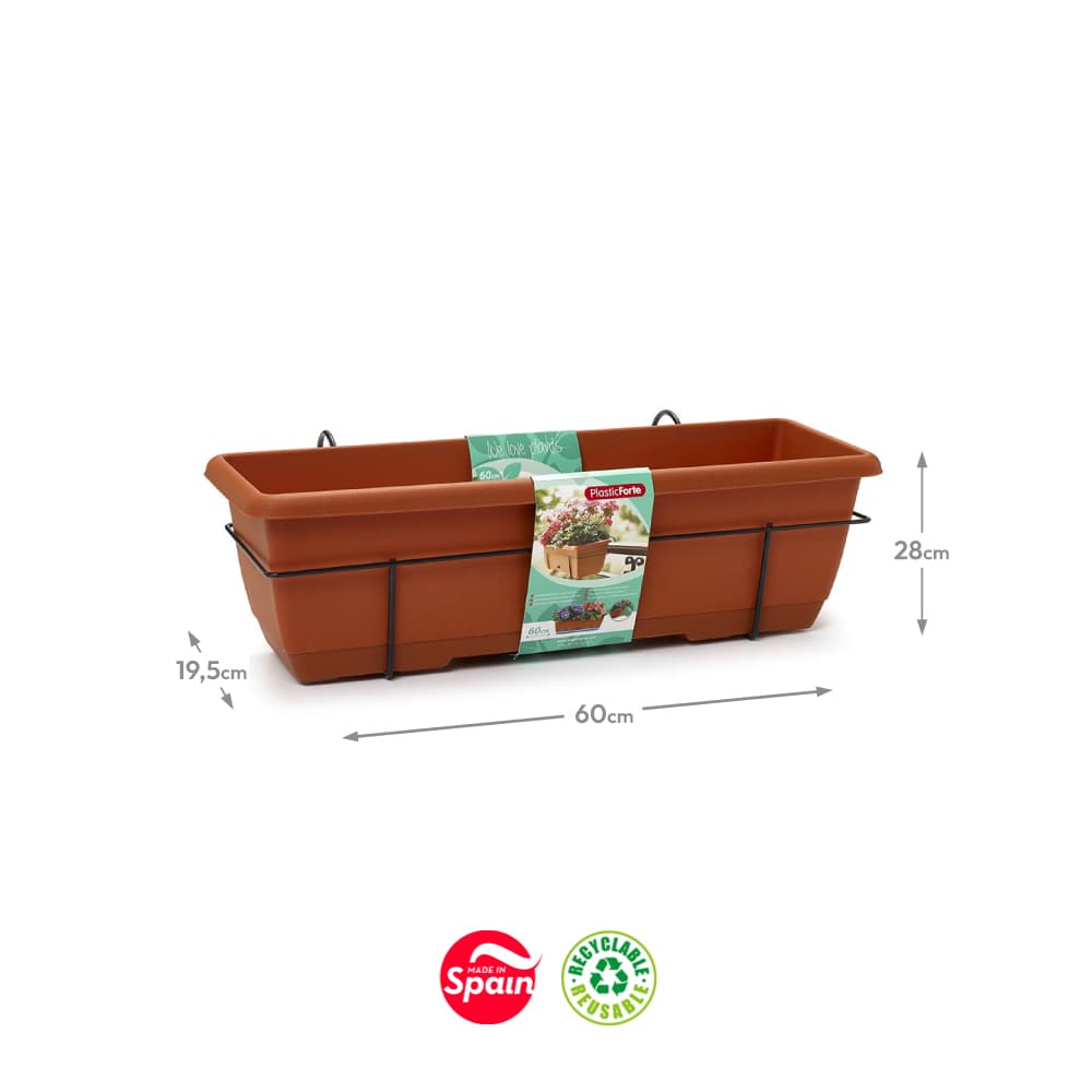 Floreira Varanda Suporte Terracota 28x60x19,5cm 1un