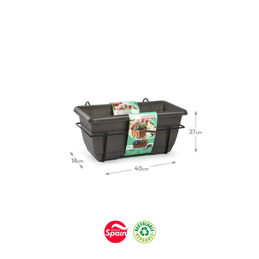 Floreira Varanda Suporte Antracite 27x40x18cm 1un