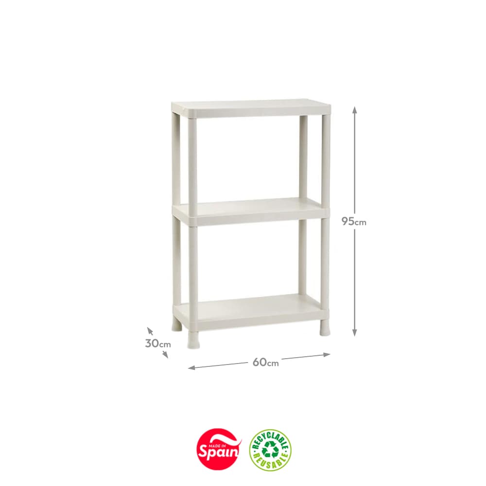 Estante 3 Prateleiras Stack 30x60x95cm Bege