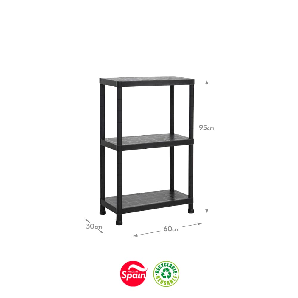 Estante 3 Prateleiras Stack 30x60x95cm Preto