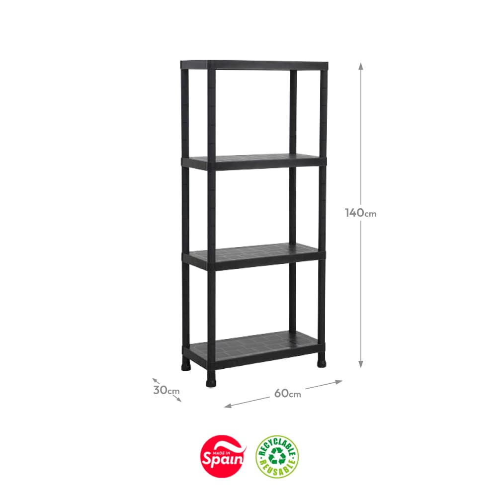 Estante 4 Prateleiras Stack 30x60x140cm Preto