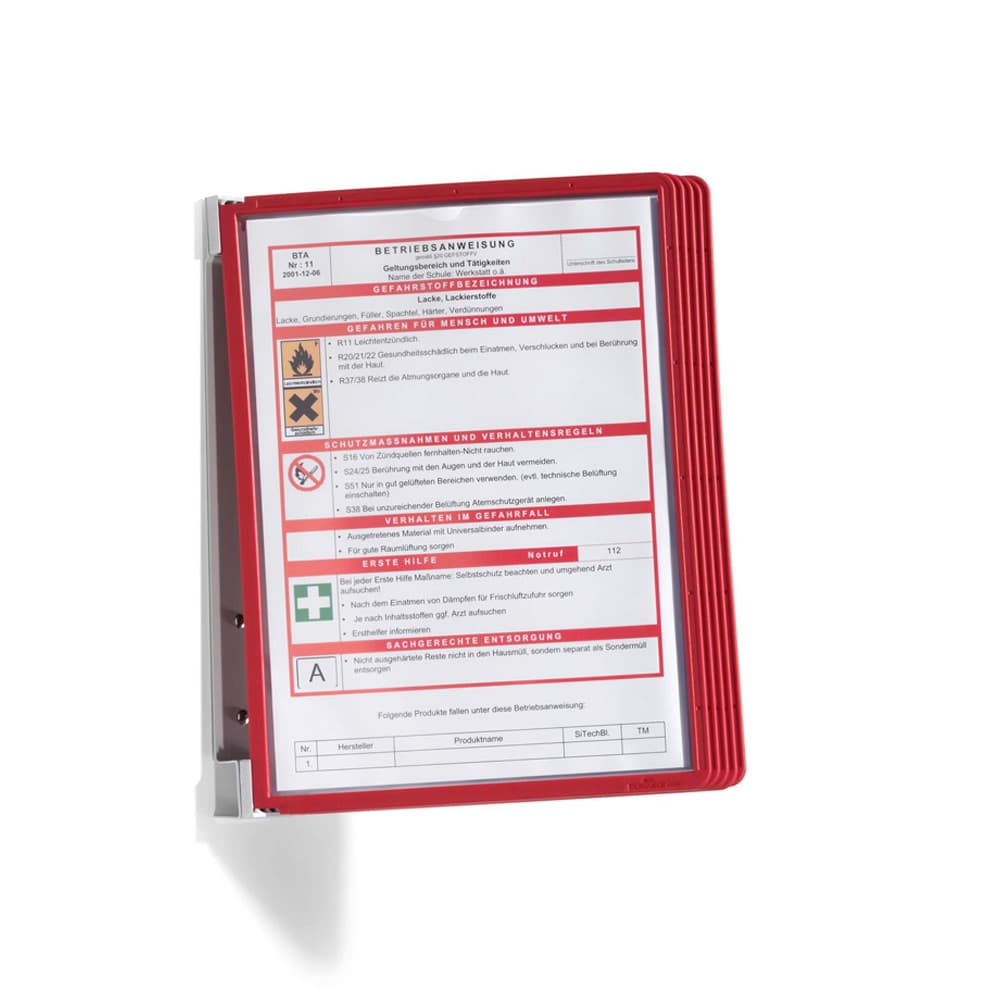 Expositor Suporte Parede 5 Bolsas Durable VarioWALL Vermelho