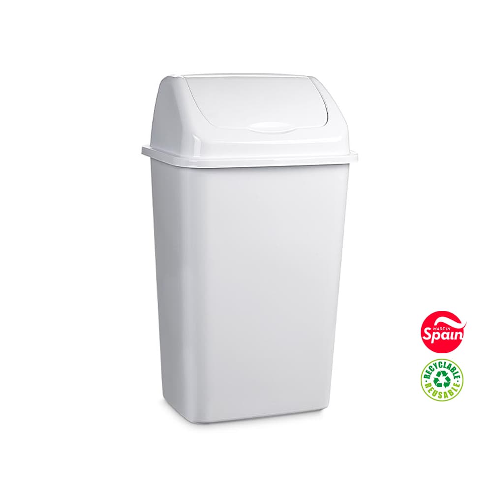 Contentor 15L Plástico Tampa Basculante Branco
