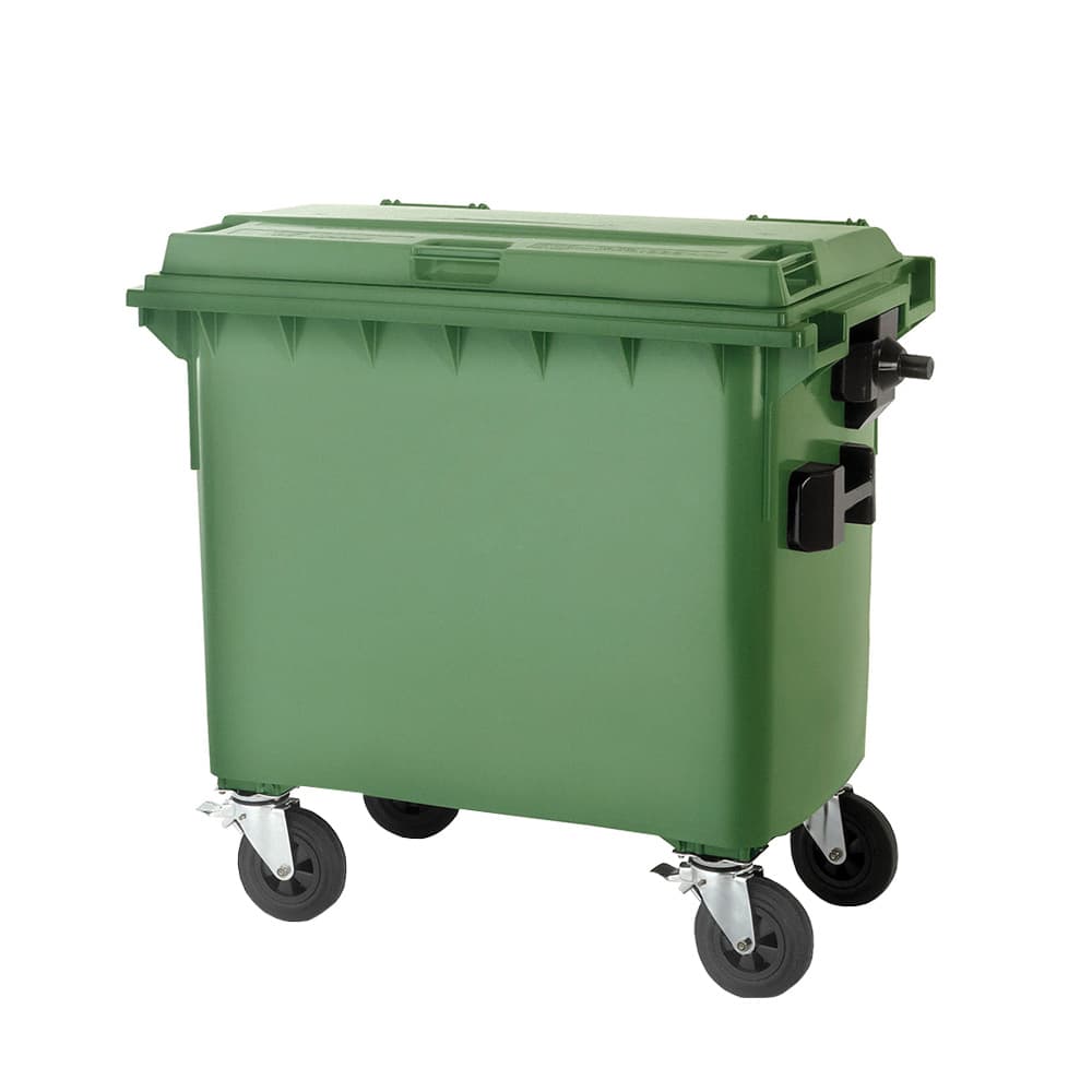 Contentor 600L Plástico 4 Rodas Verde c/Tampa Verde