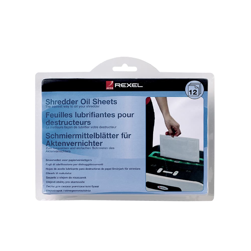 Folhas Lubrificantes Universais para Destruidoras Rexel 12un