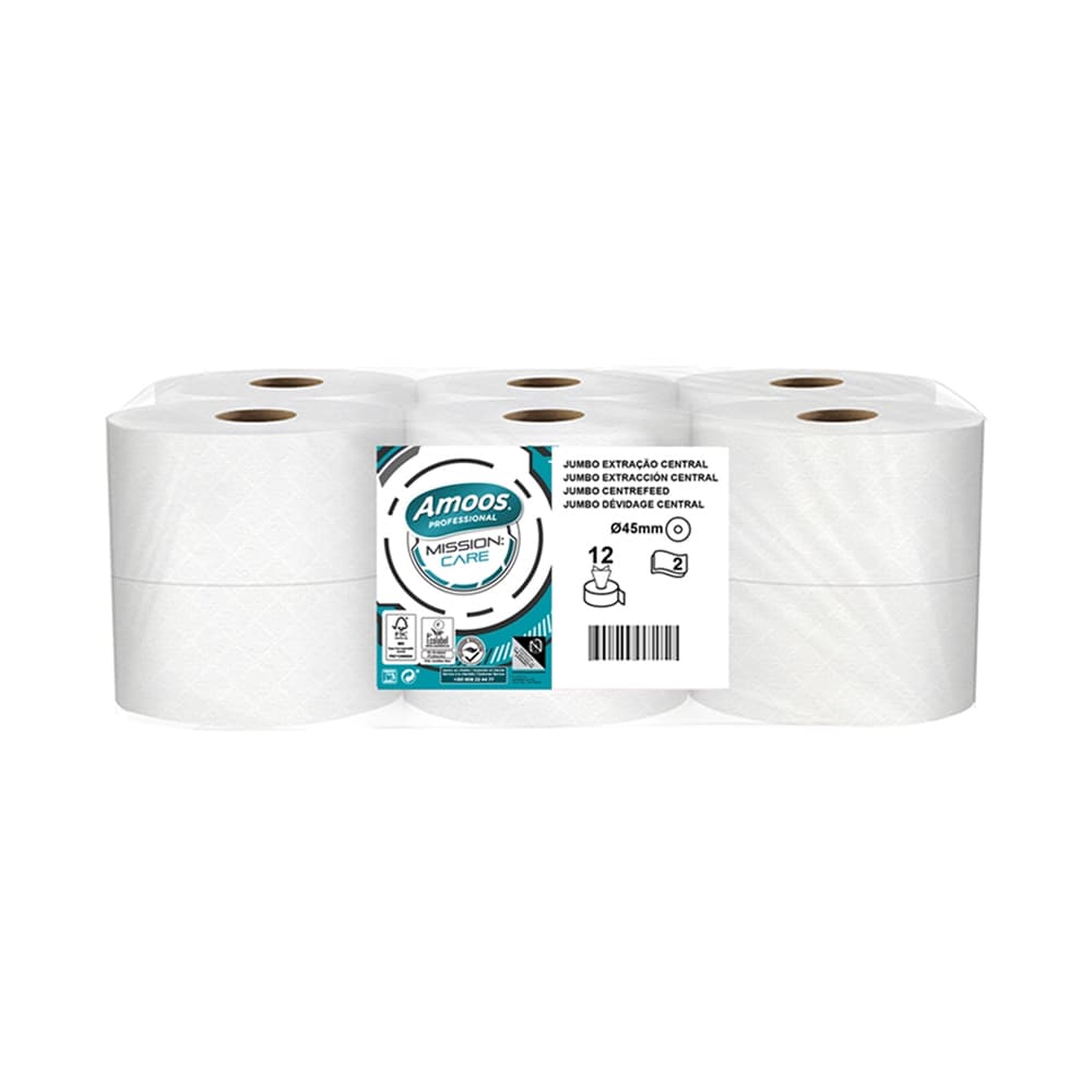 Papel Higiénico(Jumbo) 180mts 2Fls 33g Amoos Ex.Central 12un